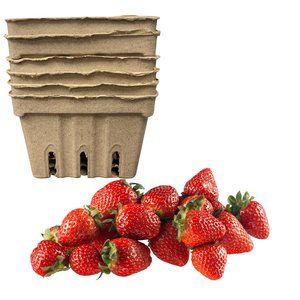 12 pc Natural Berry Basket, Strawberry Baskets, 1 pint size recycled pulp